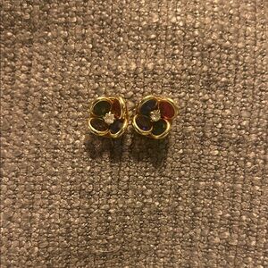 Vintage Multicolor Crystal Flower Stud Earrings